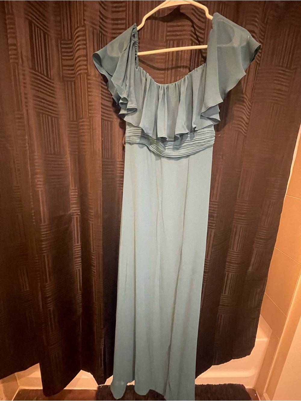 Forever 21 Dusty Teal Ruffle Off-Shoulder Maxi Dress